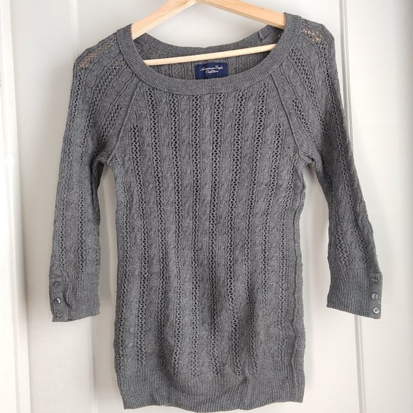 Cable Knit Sweater with 3/4 sleeves - Picture 1 of 6
